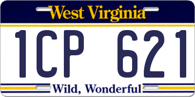 WV license plate 1CP621