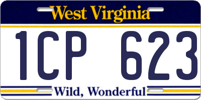 WV license plate 1CP623