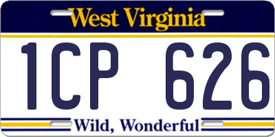 WV license plate 1CP626