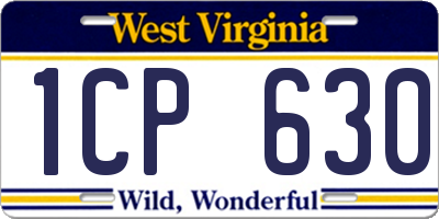 WV license plate 1CP630