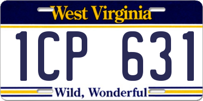 WV license plate 1CP631