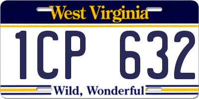 WV license plate 1CP632