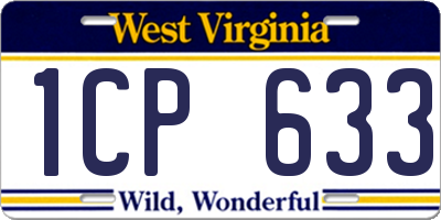 WV license plate 1CP633