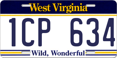 WV license plate 1CP634