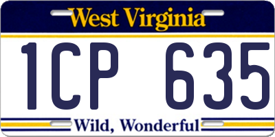 WV license plate 1CP635