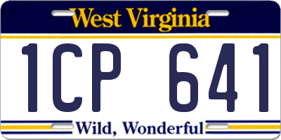 WV license plate 1CP641