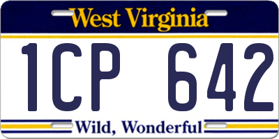 WV license plate 1CP642