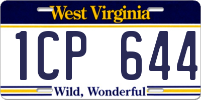 WV license plate 1CP644