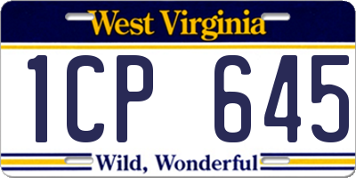 WV license plate 1CP645