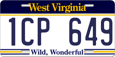 WV license plate 1CP649