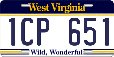 WV license plate 1CP651
