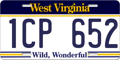 WV license plate 1CP652