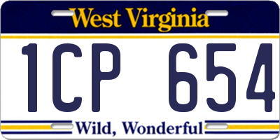 WV license plate 1CP654
