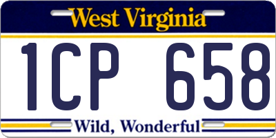 WV license plate 1CP658