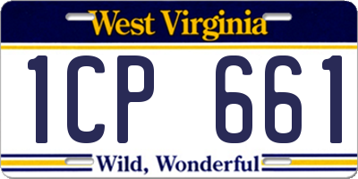 WV license plate 1CP661