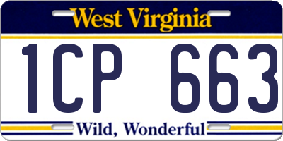 WV license plate 1CP663