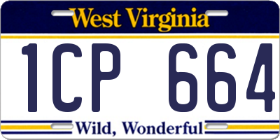 WV license plate 1CP664