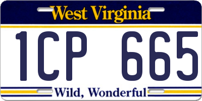 WV license plate 1CP665