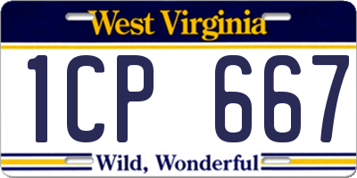 WV license plate 1CP667