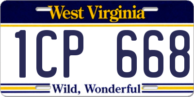 WV license plate 1CP668