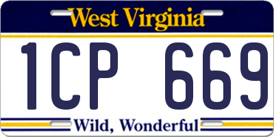 WV license plate 1CP669