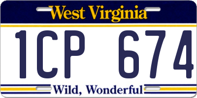 WV license plate 1CP674