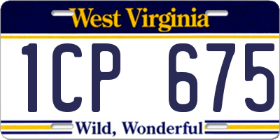 WV license plate 1CP675