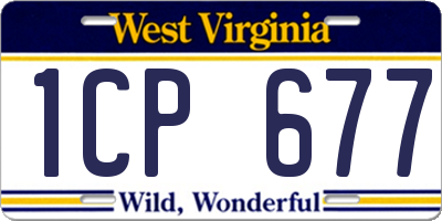 WV license plate 1CP677
