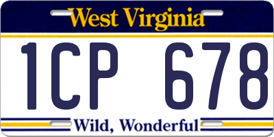 WV license plate 1CP678