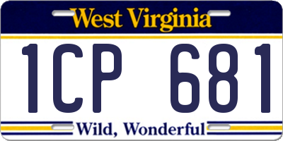 WV license plate 1CP681