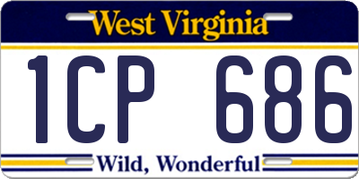 WV license plate 1CP686
