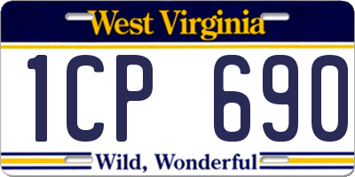 WV license plate 1CP690