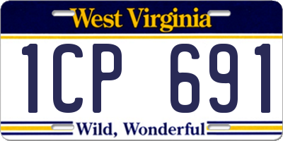 WV license plate 1CP691