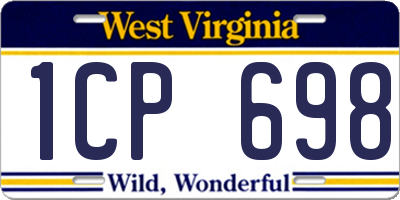 WV license plate 1CP698