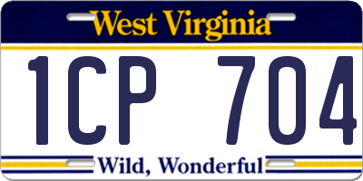WV license plate 1CP704