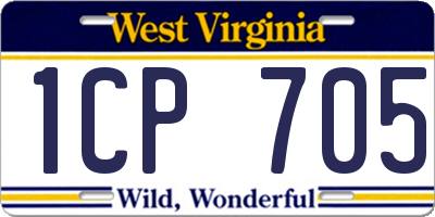 WV license plate 1CP705