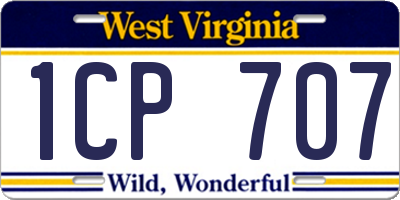 WV license plate 1CP707