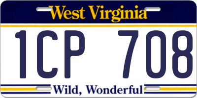 WV license plate 1CP708