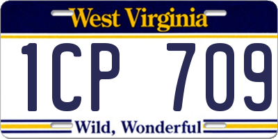 WV license plate 1CP709