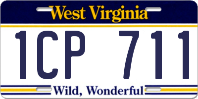WV license plate 1CP711