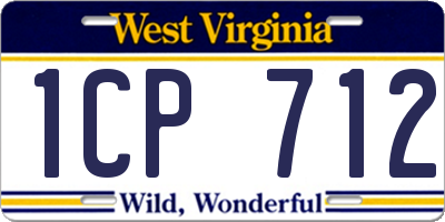WV license plate 1CP712