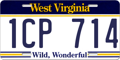 WV license plate 1CP714