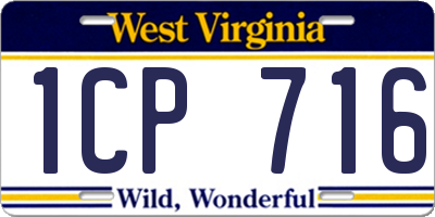 WV license plate 1CP716
