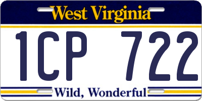 WV license plate 1CP722