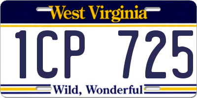 WV license plate 1CP725