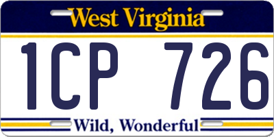 WV license plate 1CP726