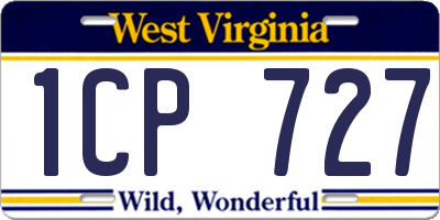 WV license plate 1CP727