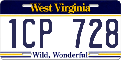 WV license plate 1CP728