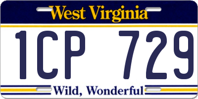 WV license plate 1CP729