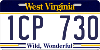 WV license plate 1CP730